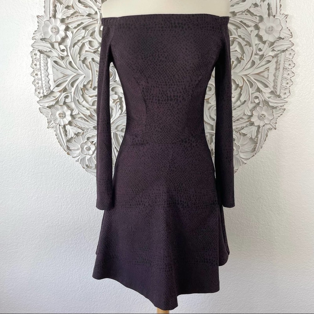 {Reiss} Tinsel Bardot-Neck Jacquard Fit And Flare Dress, Berry, Size 4, NWT